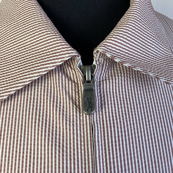 Bobby Jones Windbreaker Jacket Mens XXL Red White Seersucker Stripe Zip - Picture 4 of 11